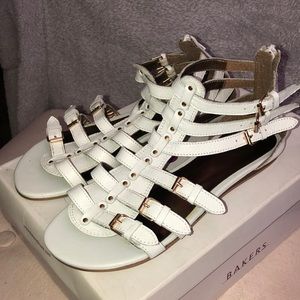 White Leather Gladiator Sandals